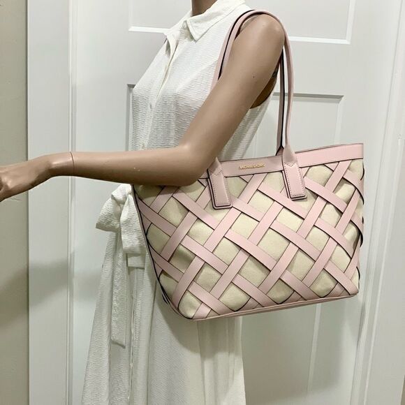 Michael Kors Sienna Leather with Canvas Large Tote - Picture 5 of 14